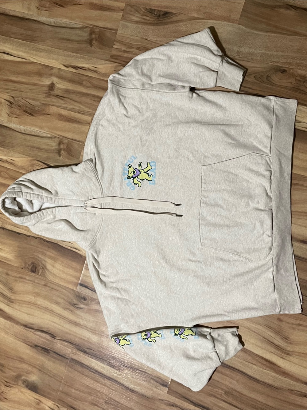 AE Grateful Dead Seriously Huggable Hoodie Beige Dancing Bears Sleeve Print LG